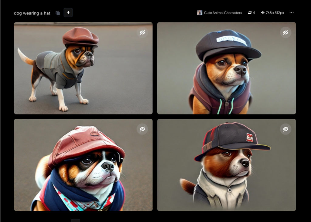 "Dog wearing a hat" generated by Leonardo.ai